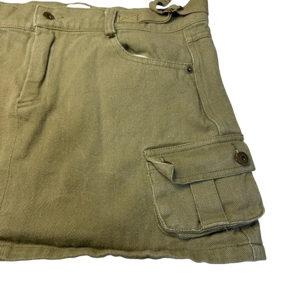 Princess Polly Olive Green Cargo Mini Skirt Womens US 8 Side Buckles Utility Y2K